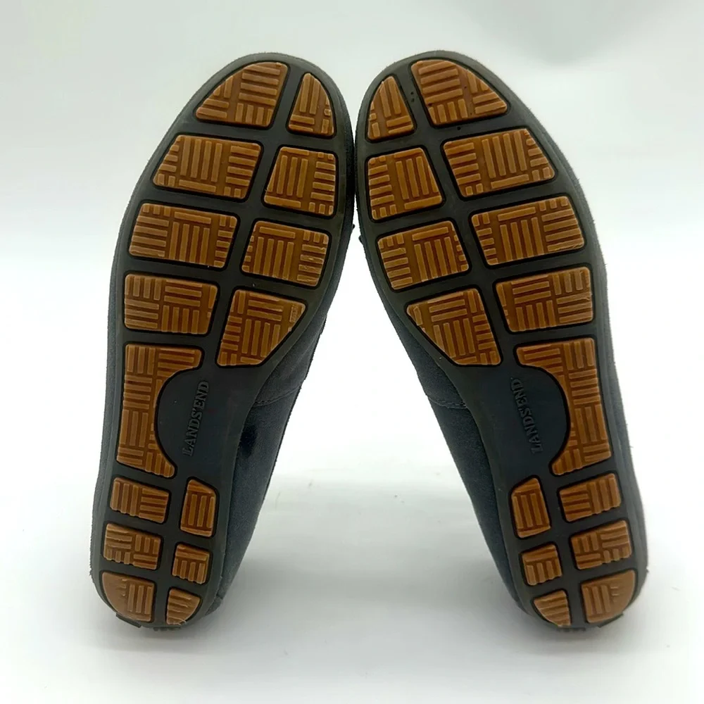 Lands End Women's Moccasin Gray Suede Fringe Slip On Loafers Size 7.0 B